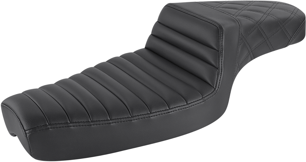 SADDLEMEN Step-Up Seat - Front Tuck-n-Roll/Rear Lattice Stitch - Black 879-03-176 — image 1