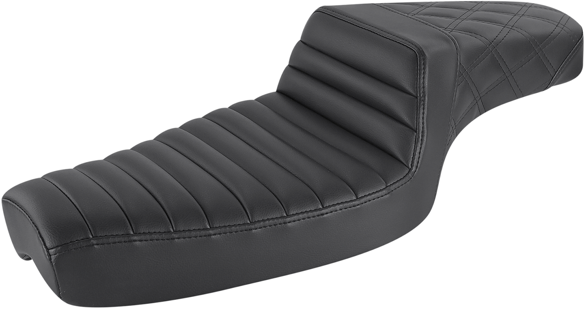 SADDLEMEN Step-Up Seat - Front Tuck-n-Roll/Rear Lattice Stitch - Black 879-03-176 — image 1