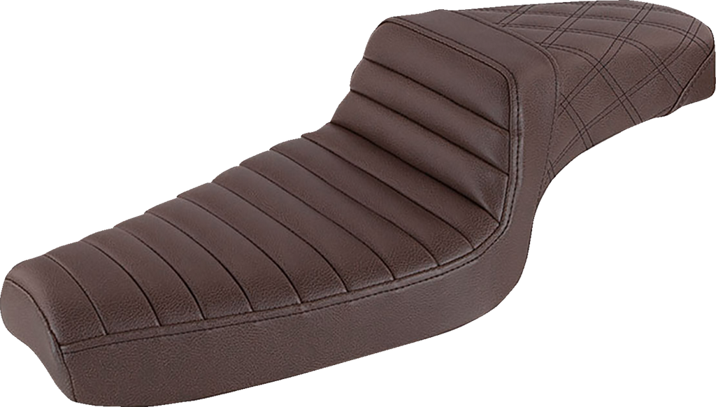 SADDLEMEN Step-Up Seat - Front Tuck-n-Roll/Rear Lattice Stitch - Brown 879-03-176BR — image 1