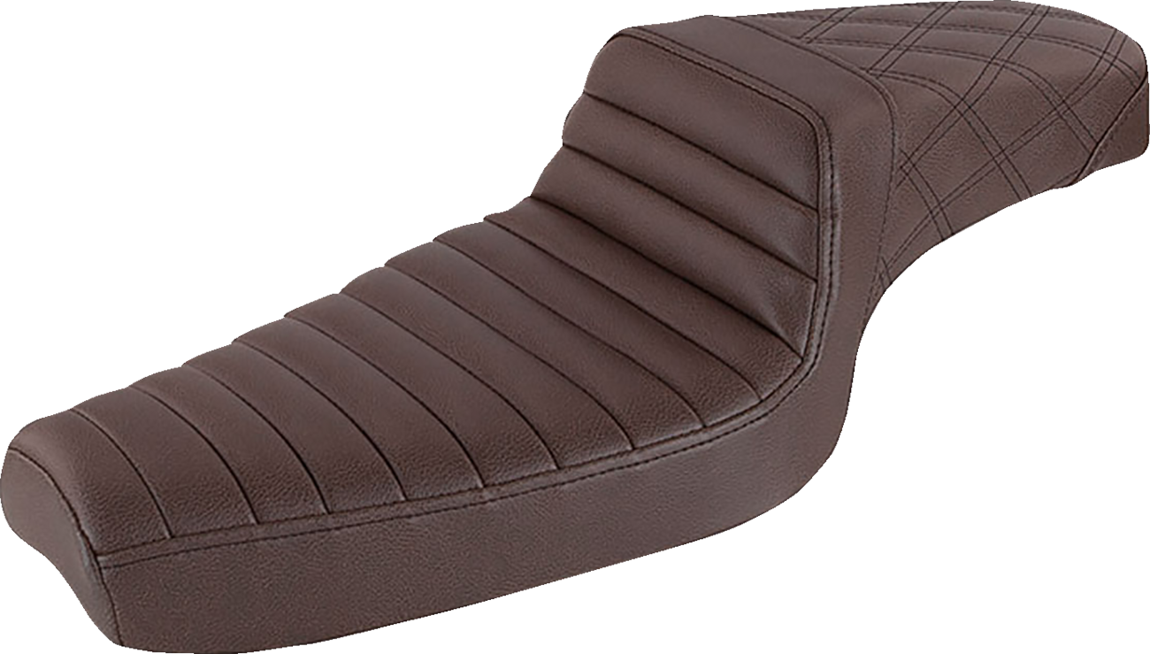 SADDLEMEN Step-Up Seat - Front Tuck-n-Roll/Rear Lattice Stitch - Brown 879-03-176BR — image 1