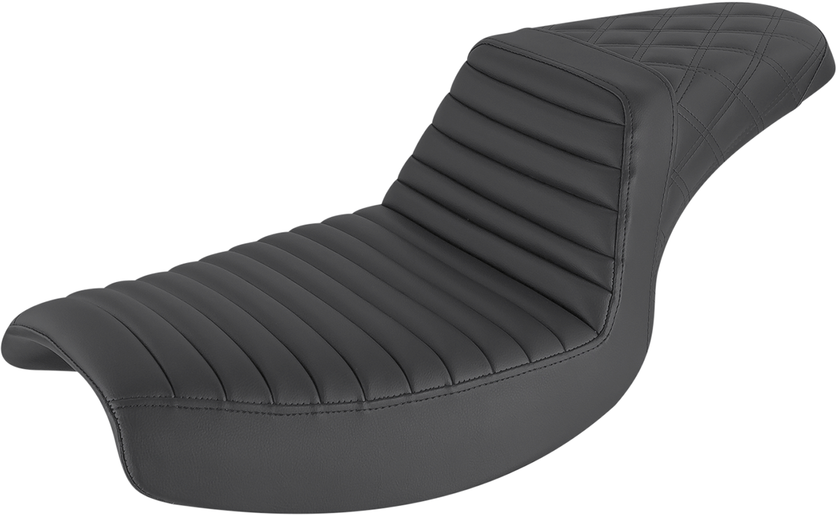 SADDLEMEN Step-Up Seat - Front Tuck-n-Roll/Rear Lattice Stitch - Black 882-09-176 — image 1