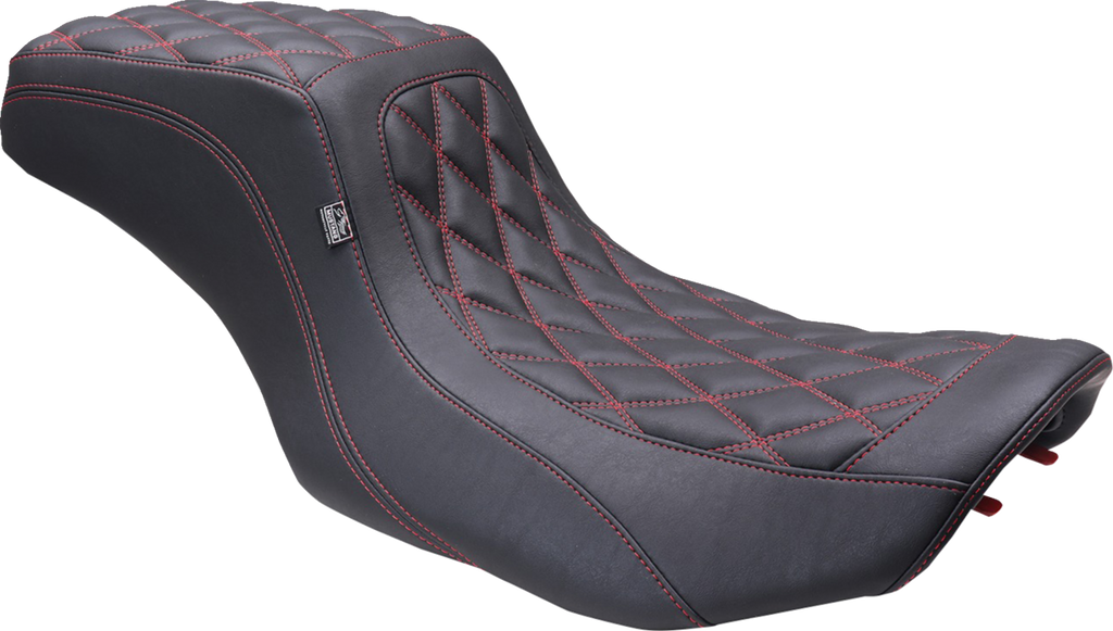 MUSTANG One Piece 2-Up Squareback Seat - Double Diamond - Black Cherry Stitch - FLH/FLT '23-'25 88415DC — image 1