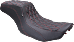 MUSTANG One Piece 2-Up Squareback Seat - Double Diamond - Black Cherry Stitch - FLH/FLT '23-'25 88415DC — image 1