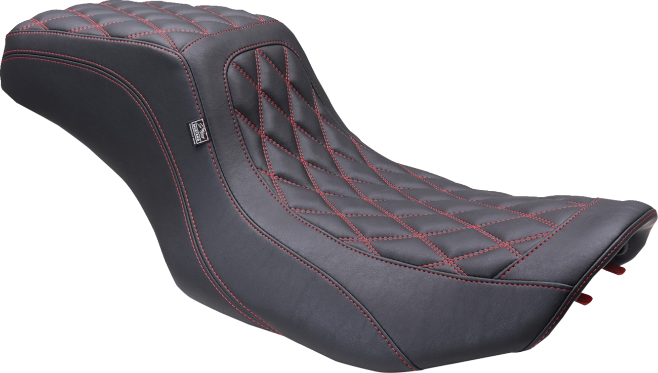MUSTANG One Piece 2-Up Squareback Seat - Double Diamond - Black Cherry Stitch - FLH/FLT '23-'25 88415DC — image 1