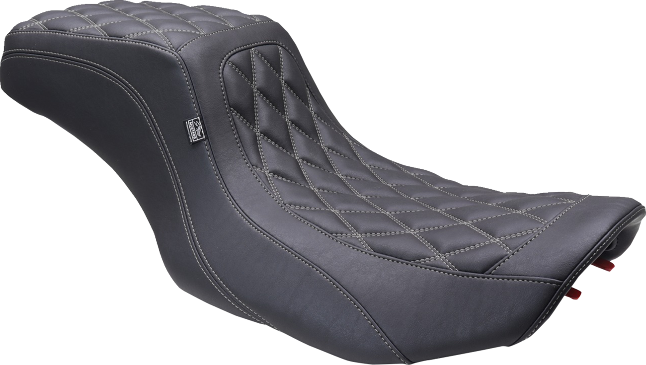 MUSTANG One Piece 2-Up Squareback Seat - Double Diamond - Gunmetal Stitch - FLH/FLT '23-'25 88415GM — image 1