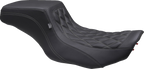 MUSTANG One Piece 2-Up Squareback Seat - Double Diamond - Gunmetal Stitch - FLH/FLT '23-'25 88416GM — image 1