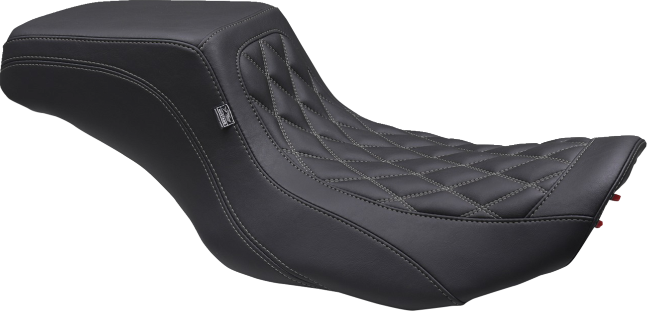 MUSTANG One Piece 2-Up Squareback Seat - Double Diamond - Gunmetal Stitch - FLH/FLT '23-'25 88416GM — image 1