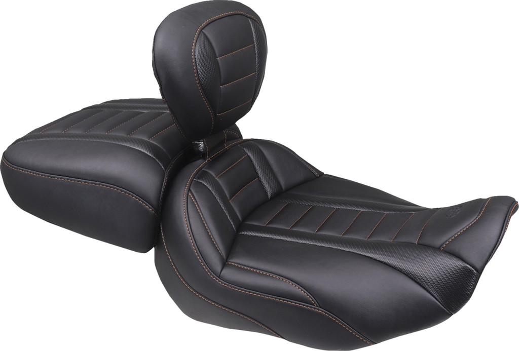 MUSTANG Deluxe Passenger Seat - Wide - Mandarin Orange Stitch - FLT/FLH '23-'25 88420MO — image 2
