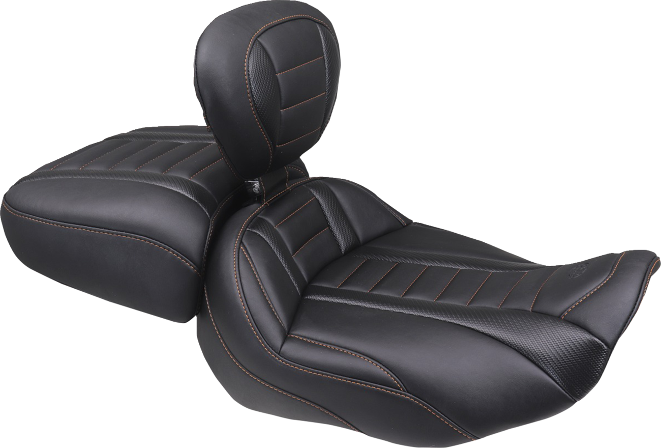 MUSTANG Deluxe Passenger Seat - Wide - Mandarin Orange Stitch - FLT/FLH '23-'25 88420MO — image 2