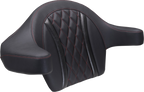 MUSTANG Deluxe Extended Arm Wrap-around Backrest - Diamond - Dark Cherry Stitch - FLT/FLH '23-'25 88430DC — image 1