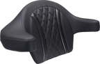 MUSTANG Deluxe Extended Arm Wrap-around Backrest - Diamond - Gunmetal Stitch - FLT/FLH '23-'25 88430GM — image 1