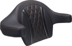 MUSTANG Deluxe Extended Arm Wrap-around Backrest - Diamond - Mandarin Orange Stitch - FLT/FLH '23-'25 88430MO — image 1
