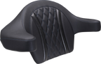 MUSTANG Deluxe Extended Arm Wrap-around Backrest - Diamond - Sky Blue Stitch - FLT/FLH '23-'25 88430SB — image 1