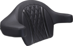 MUSTANG Deluxe Extended Arm Wrap-around Backrest - Diamond - Sky Blue Stitch - FLT/FLH '23-'25 88430SB — image 2