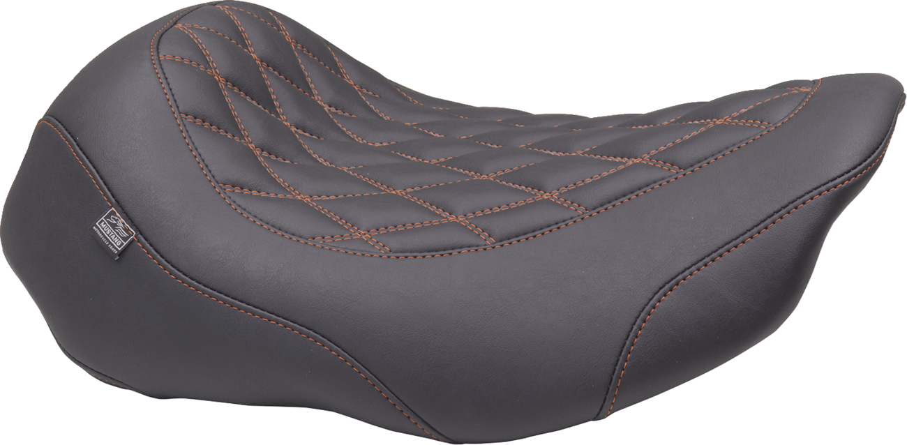 MUSTANG Wide Tripper™ Seat - Solo - Mandarin Orange Stitching - FLT/FLH '23-'25 88503MO — image 1