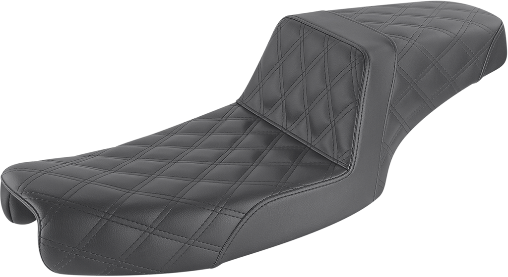 SADDLEMEN Step-Up Seat - Full Lattice Stitch - Black - Dyna 891-04-175 — image 1