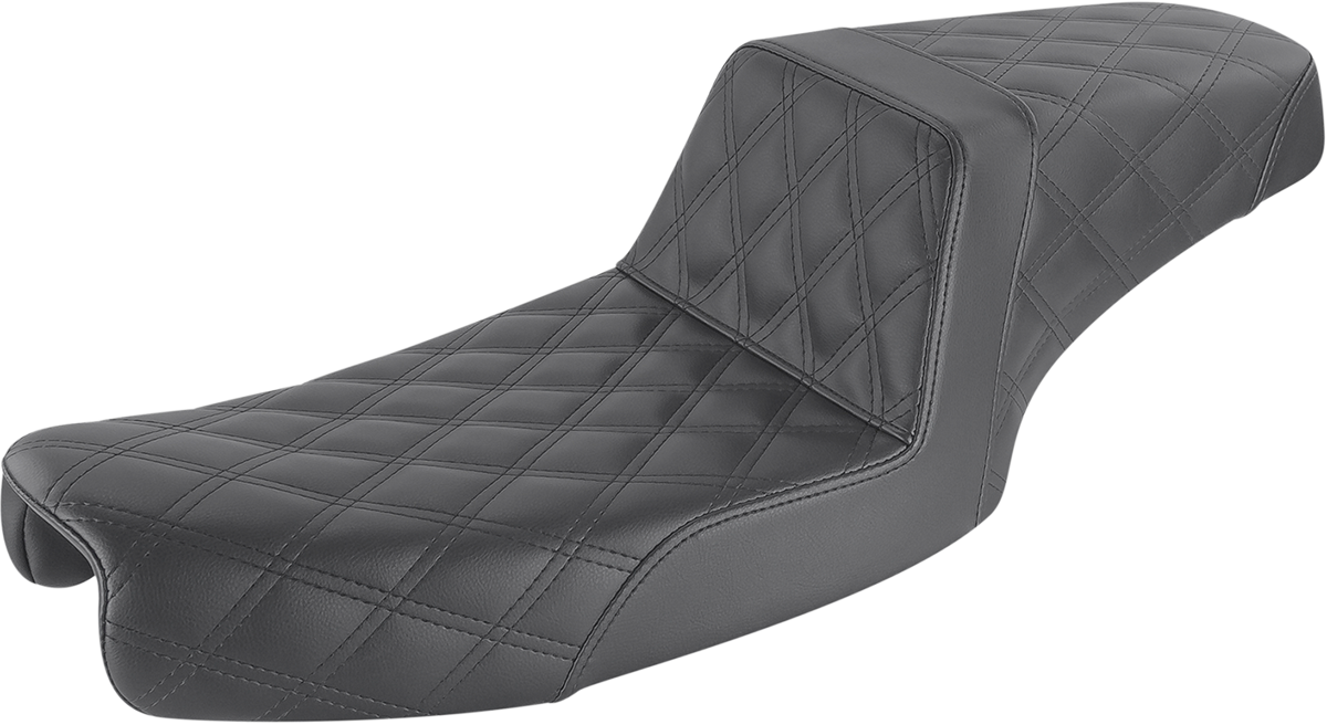 SADDLEMEN Step-Up Seat - Full Lattice Stitch - Black - Dyna 891-04-175 — image 1