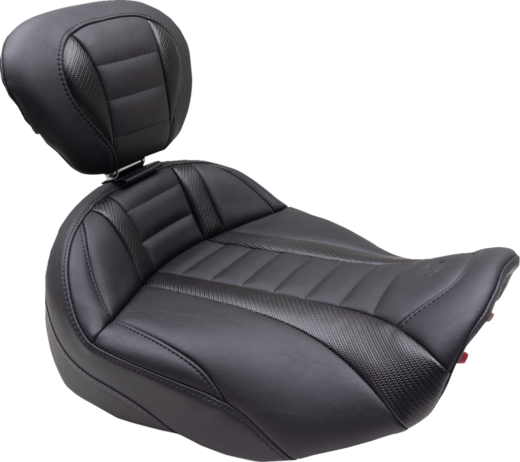 MUSTANG Deluxe Touring Solo Seat - w/ Backrest - Black Stitch - FLT/FLH '23-'25 89401 — image 1