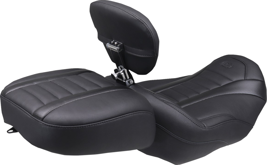 MUSTANG Deluxe Touring Solo Seat - w/ Backrest - Black Stitch - FLT/FLH '23-'25 89401 — image 3