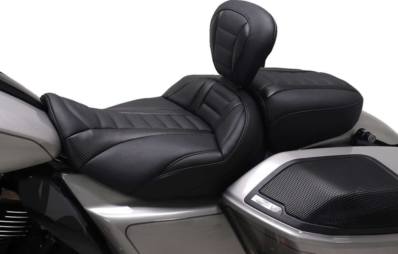 MUSTANG Deluxe Touring Solo Seat - w/ Backrest - Black Stitch - FLT/FLH '23-'25 89401 — image 4