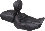 MUSTANG Deluxe Touring Solo Seat - w/ Backrest - Dark Cherry Stitch - FLT/FLH '23-'25 89401DC — image 1