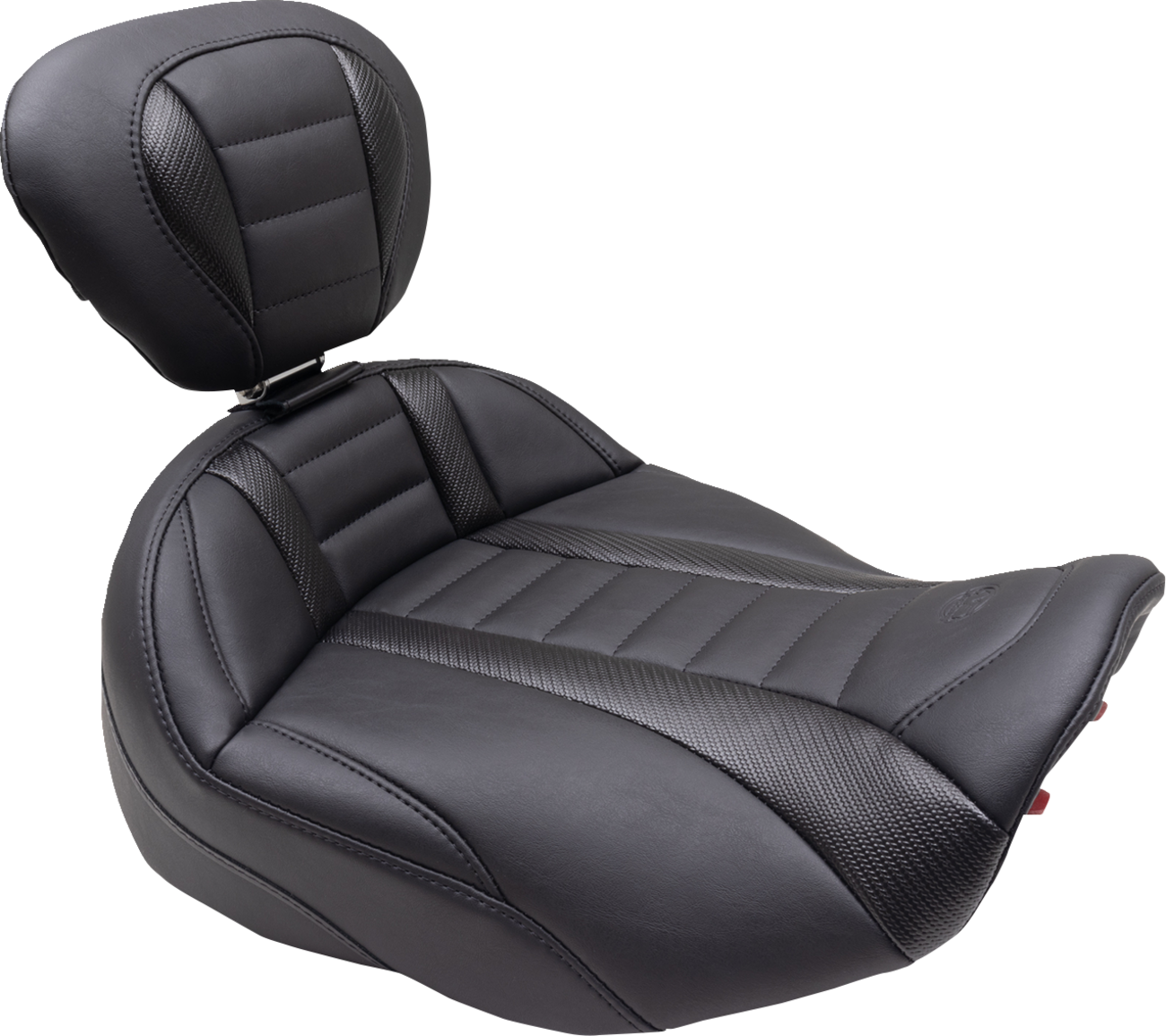 MUSTANG Deluxe Touring Solo Seat - w/ Backrest - Dark Cherry Stitch - FLT/FLH '23-'25 89401DC — image 3