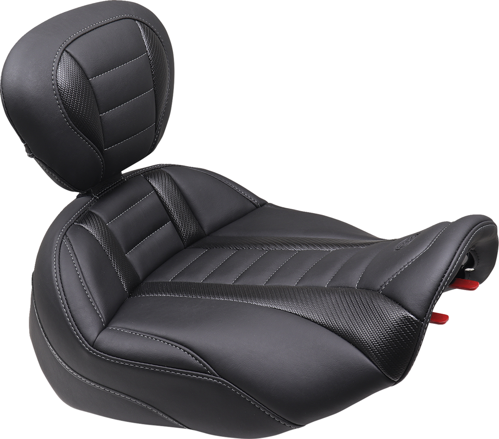 MUSTANG Deluxe Touring Solo Seat - w/ Backrest - Gunmetal Stitch - FLT/FLH '23-'25 89401GM — image 1