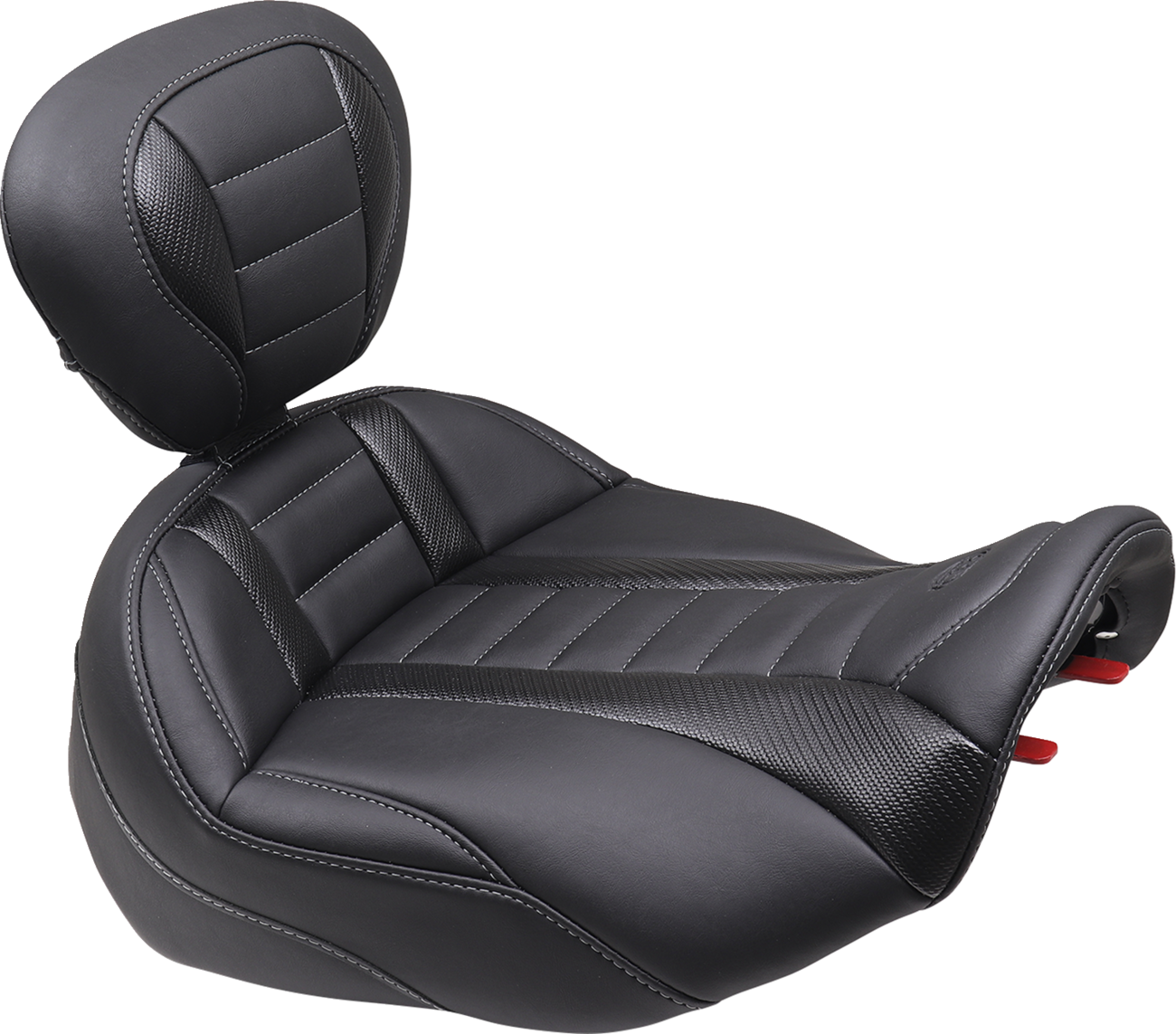 MUSTANG Deluxe Touring Solo Seat - w/ Backrest - Gunmetal Stitch - FLT/FLH '23-'25 89401GM — image 1