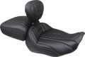 MUSTANG Deluxe Touring Solo Seat - w/ Backrest - Mandarin Orange Stitch - FLT/FLH '23-'25 89401MO — image 1