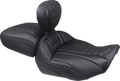 MUSTANG Deluxe Touring Solo Seat - w/ Backrest - Sky Blue Stitch - FLT/FLH '23-'25 89401SB — image 1