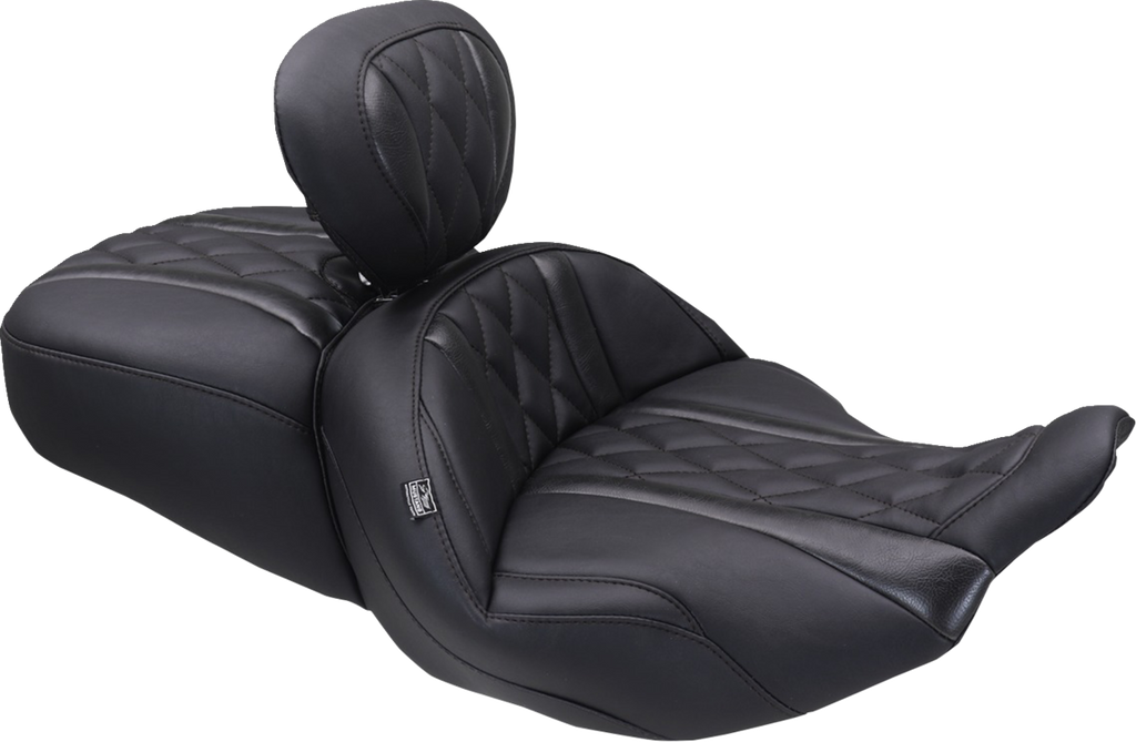 MUSTANG Deluxe One-Piece, 2-Up Seat - Diamond - Black Stitch - FLT/FLH '23-'25 89411 — image 3