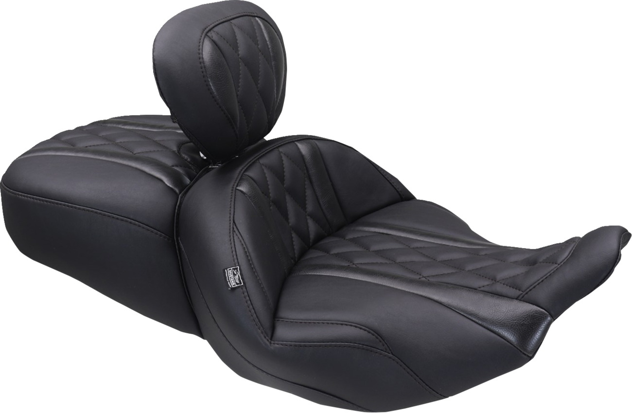 MUSTANG Deluxe One-Piece, 2-Up Seat - Diamond - Black Stitch - FLT/FLH '23-'25 89411 — image 3