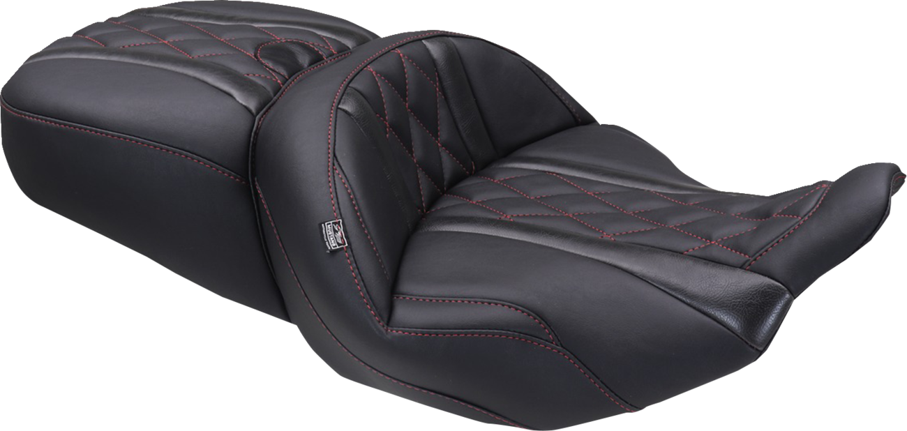 MUSTANG Deluxe One-Piece, 2-Up Seat - Diamond - Dark Cherry Stitch - FLT/FLH '23-'25 89411DC — image 1
