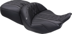 MUSTANG Deluxe One-Piece, 2-Up Seat - Diamond - Gunmetal Stitch - FLT/FLH '23-'25 89411GM — image 1