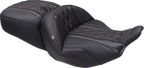 MUSTANG Deluxe One-Piece, 2-Up Seat - Diamond - Mandarin Orange Stitch - FLT/FLH '23-'25 89411MO — image 1