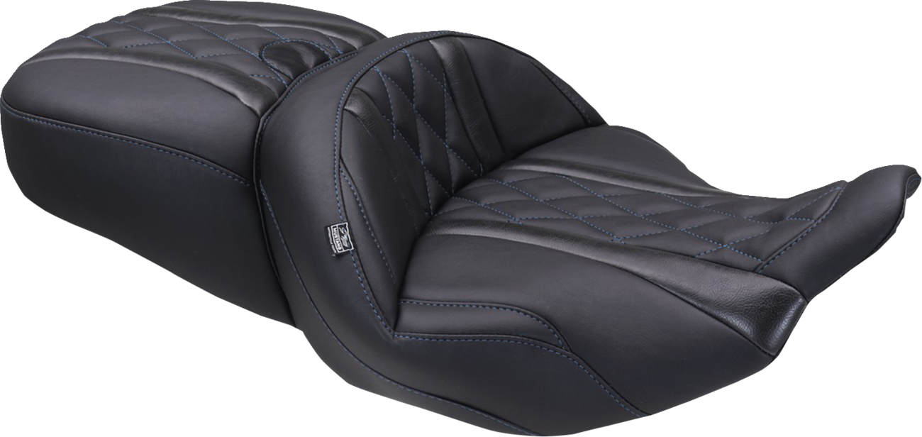MUSTANG Deluxe One-Piece, 2-Up Seat - Diamond - Sky Blue Stitch - FLT/FLH '23-'25 89411SB — image 1