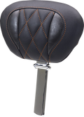 MUSTANG Deluxe Driver Backrest - Diamond - Mandarin Orange Stitching - FLT/FLH '23-'25 89460MO — image 1