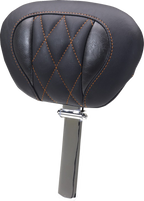 MUSTANG Deluxe Driver Backrest - Diamond - Mandarin Orange Stitching - FLT/FLH '23-'25 89460MO — image 1