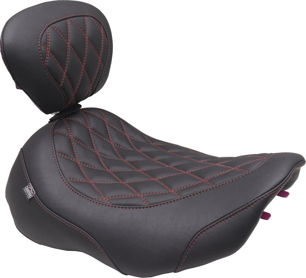MUSTANG Wide Tripper™ Seat - Solo - Dark Cherry Stitching - FLT/FLH '23-'25 89503DC — image 1