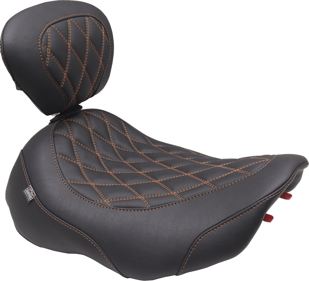 MUSTANG Wide Tripper™ Seat - Solo - Mandarin Orange Stitching - FLT/FLH '23-'25 89503MO — image 1