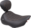 MUSTANG Wide Tripper™ Seat - Solo - Mandarin Orange Stitching - FLT/FLH '23-'25 89503MO — image 1