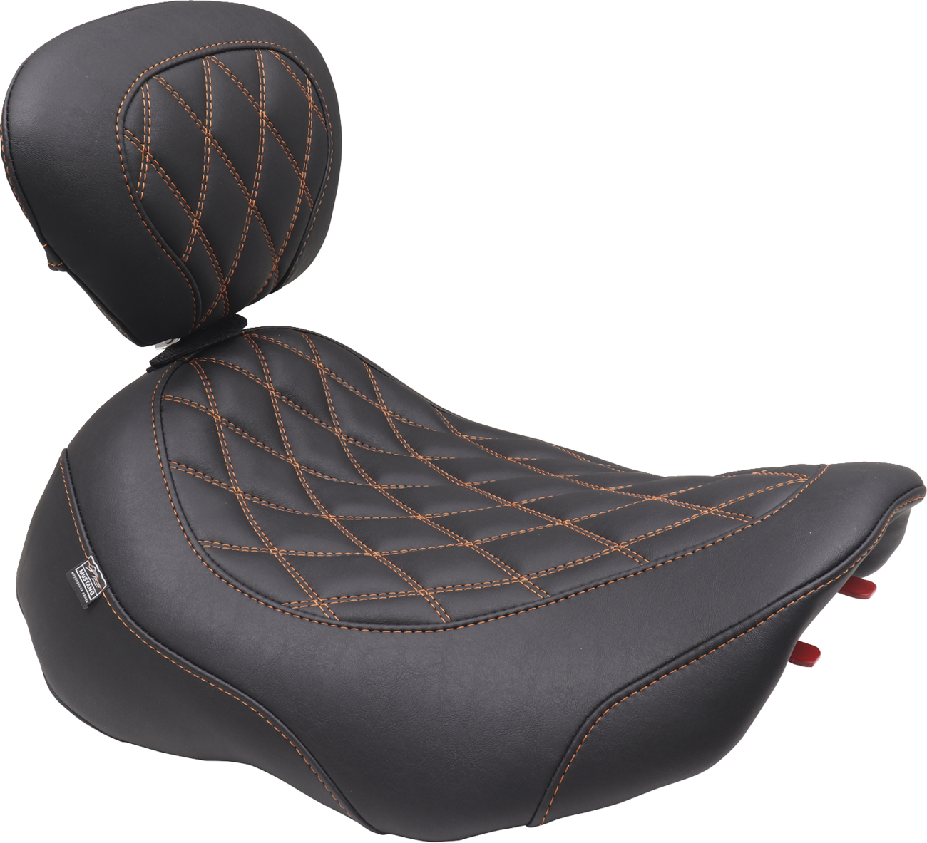 MUSTANG Wide Tripper™ Seat - Solo - Mandarin Orange Stitching - FLT/FLH '23-'25 89503MO — image 1