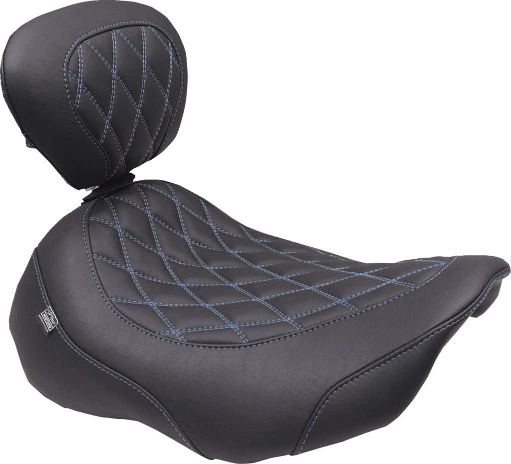 MUSTANG Wide Tripper™ Seat - Solo - Sky Blue Stitching - FLT/FLH '23-'25 89503SB — image 1