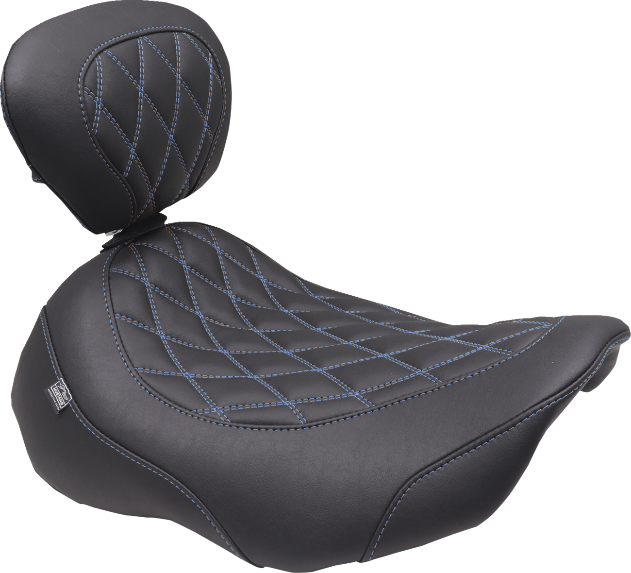 MUSTANG Wide Tripper™ Seat - Solo - Sky Blue Stitching - FLT/FLH '23-'25 89503SB — image 1