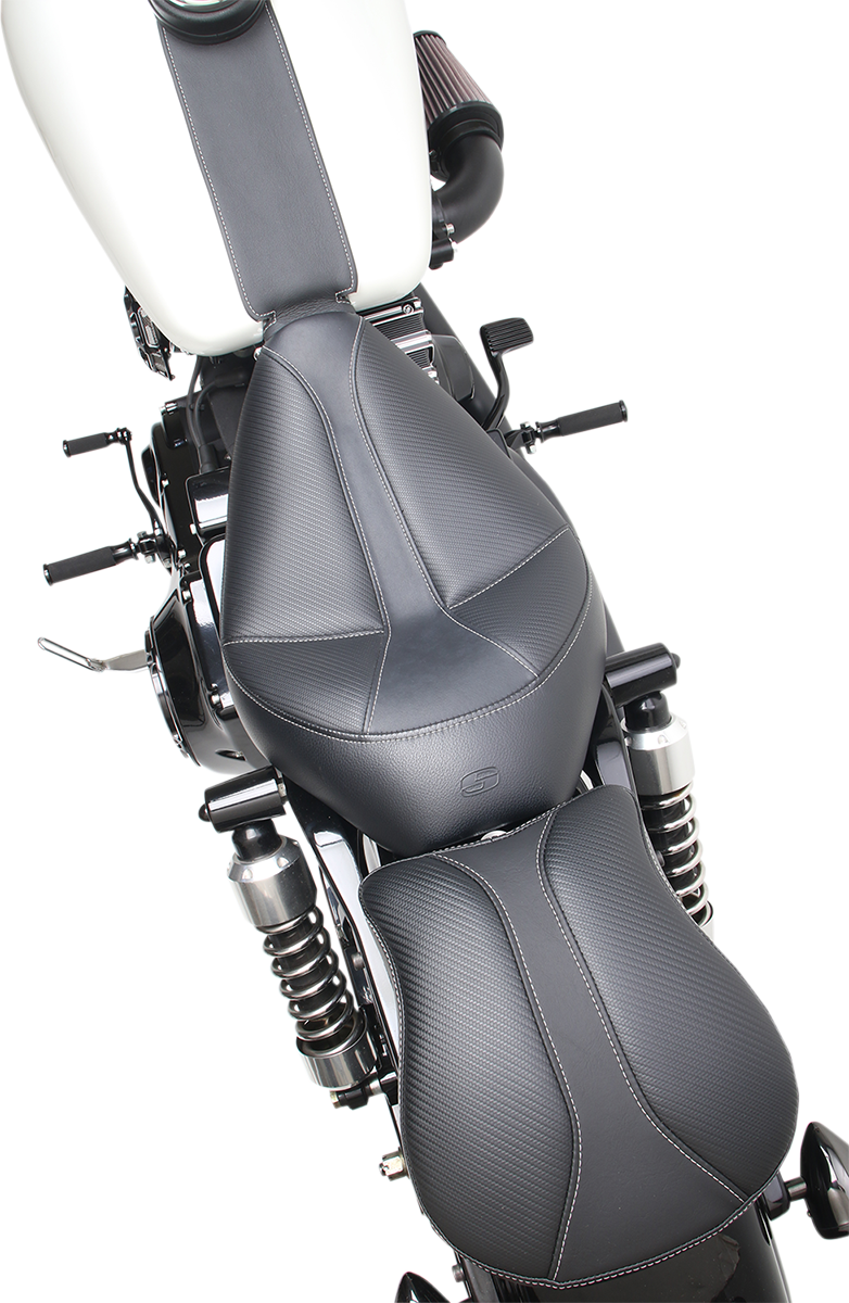 SADDLEMEN Dominator Solo Seat - w/o Backrest- Black w/ Gray Stitching - FXD/WG '96-'03 896-04-0042 — image 4