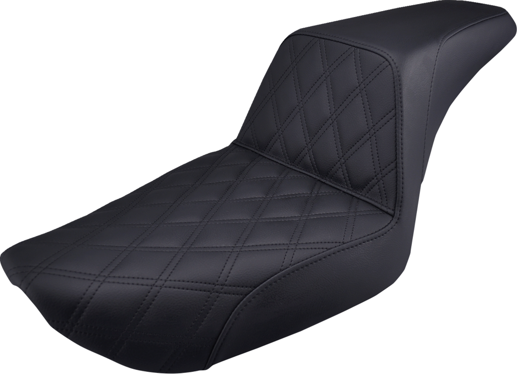 SADDLEMEN Step-Up Seat - Front Lattice Stitch - Black - Dyna 896-04-172 — image 1