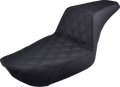 SADDLEMEN Step-Up Seat - Front Lattice Stitch - Black - Dyna 896-04-172 — image 1