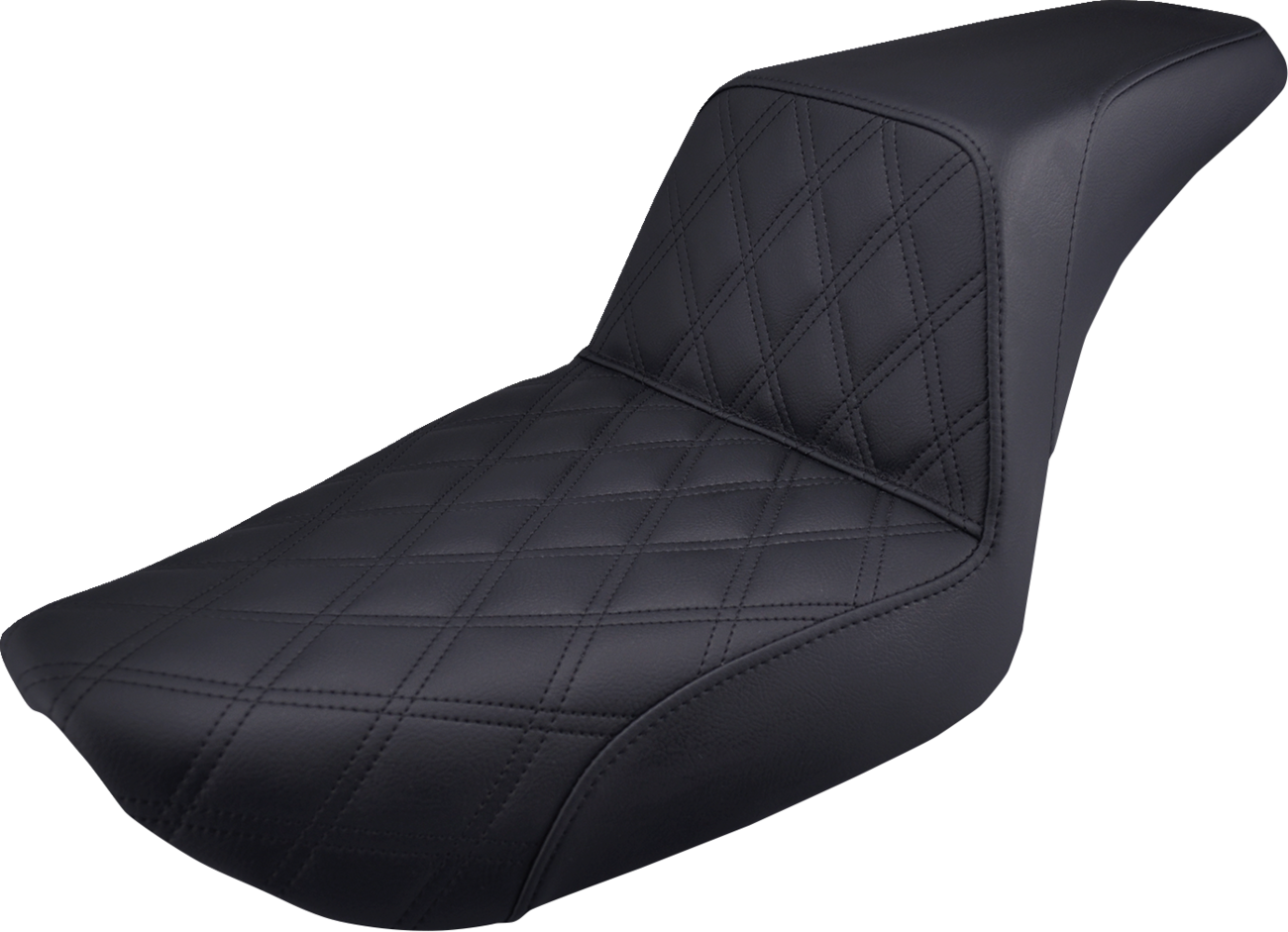 SADDLEMEN Step-Up Seat - Front Lattice Stitch - Black - Dyna 896-04-172 — image 1