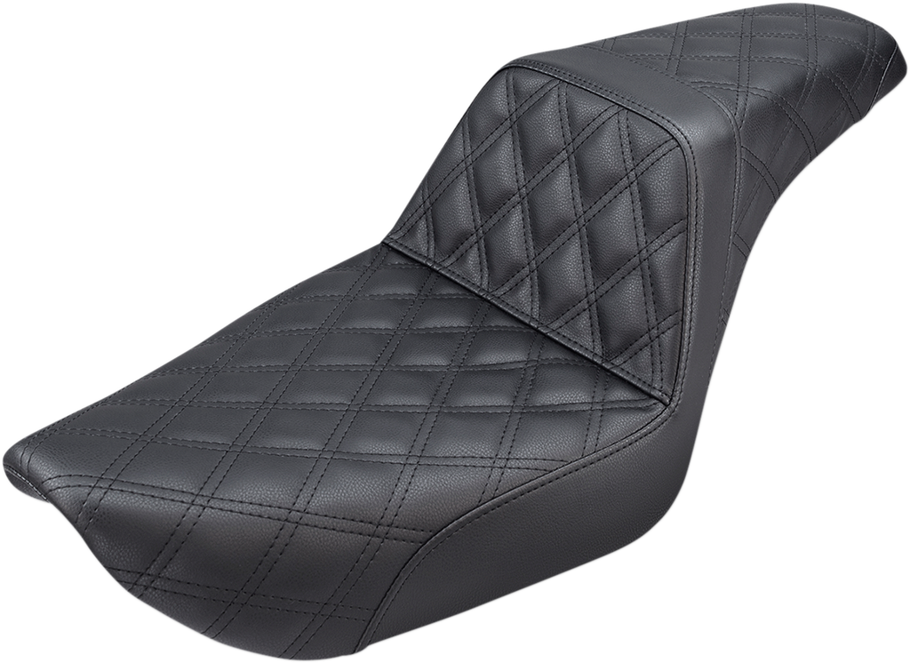 SADDLEMEN Step-Up Seat - Full Lattice Stitch - Black - Dyna 896-04-175 — image 1