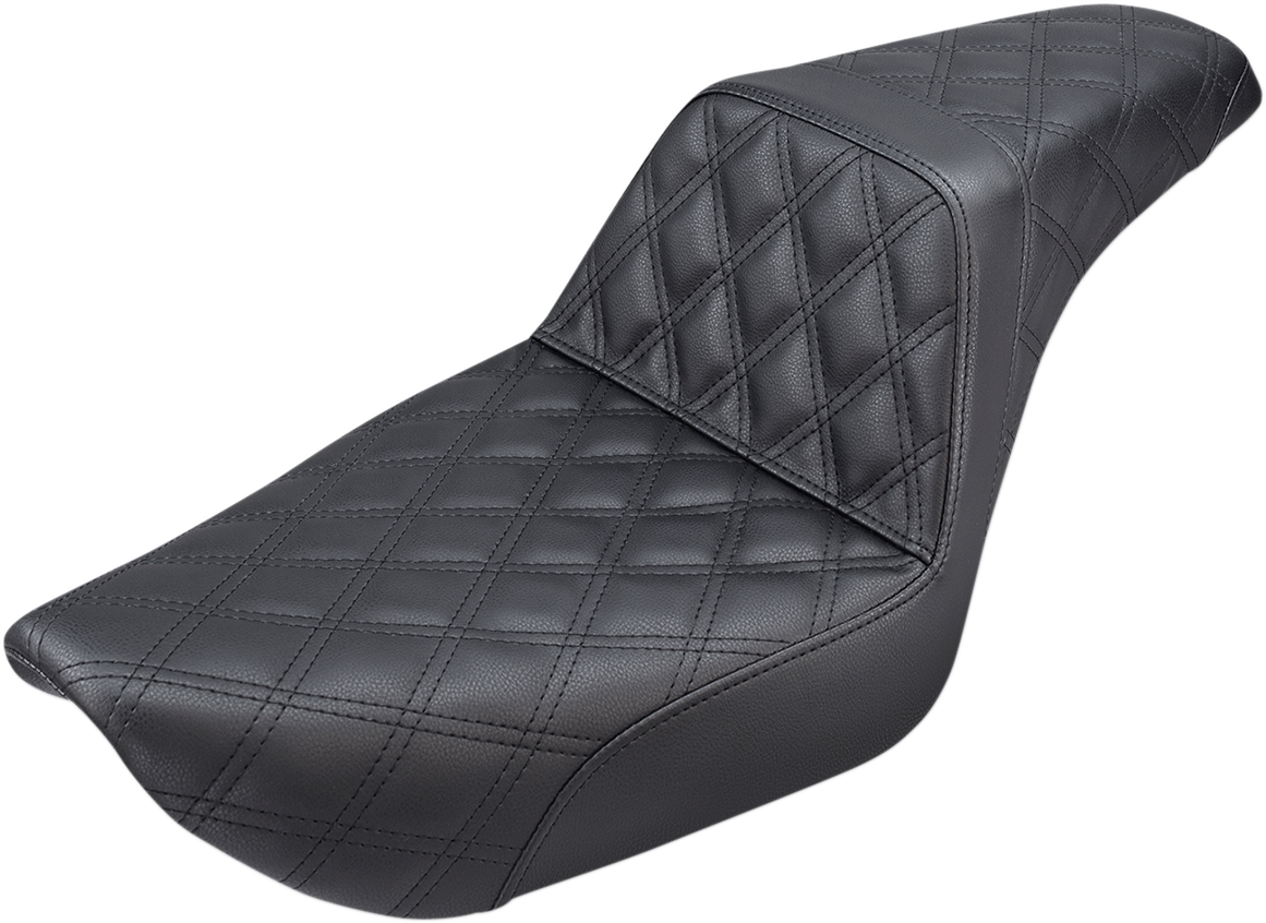 SADDLEMEN Step-Up Seat - Full Lattice Stitch - Black - Dyna 896-04-175 — image 1